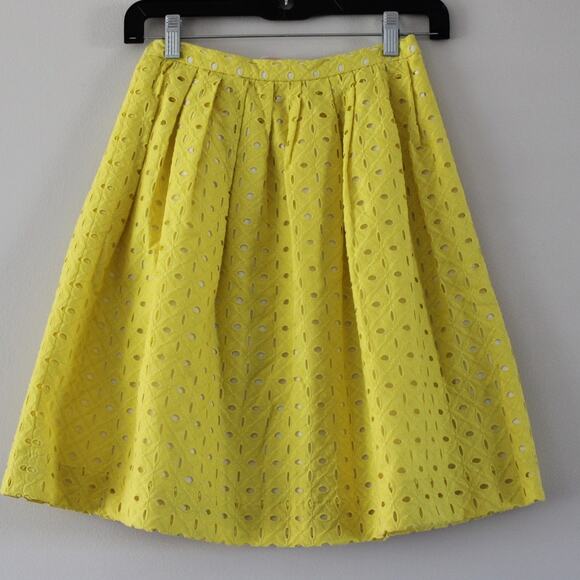 NWT Bonpoint Concerto A Line Pleated Yellow Eyelet Skirt 12